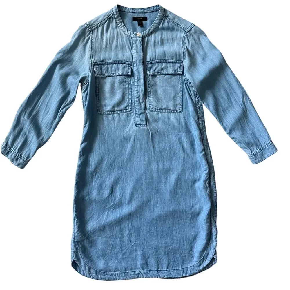 J. Crew‎ Drapey Chambray Shirtdress Blue Size XS
